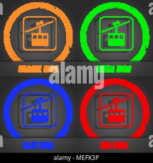cable car line icon. Fashionable modern style. In the orange, green, blue, red design. Vector illustration Stock Vector