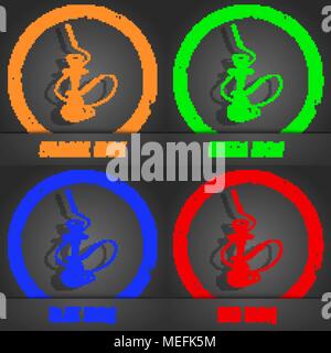 Hookah icon. Fashionable modern style. In the orange, green, blue, red design. Vector illustration Stock Vector