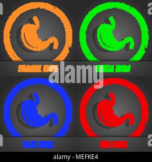 Stomach icon. Fashionable modern style. In the orange, green, blue, red design. Vector illustration Stock Vector