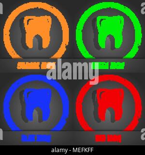 Tooth icon. Fashionable modern style. In the orange, green, blue, red design. Vector illustration Stock Vector