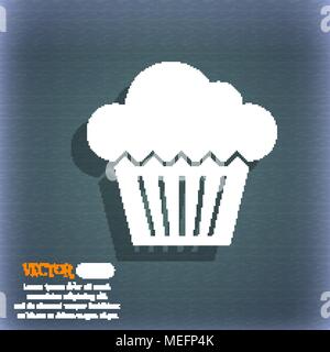 cake icon. On the blue-green abstract background with shadow and space for your text. Vector illustration Stock Vector