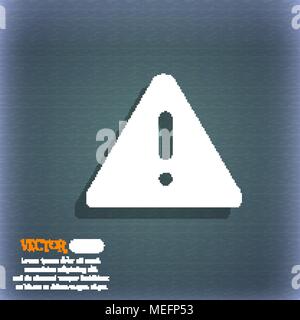 exclamation mark, Attention caution icon. On the blue-green abstract background with shadow and space for your text. Vector illustration Stock Vector