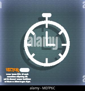 Stopwatch  icon. On the blue-green abstract background with shadow and space for your text. Vector illustration Stock Vector