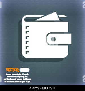 Purse  icon. On the blue-green abstract background with shadow and space for your text. Vector illustration Stock Vector
