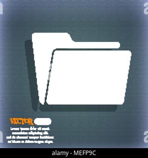 Folder icon. On the blue-green abstract background with shadow and space for your text. Vector illustration Stock Vector