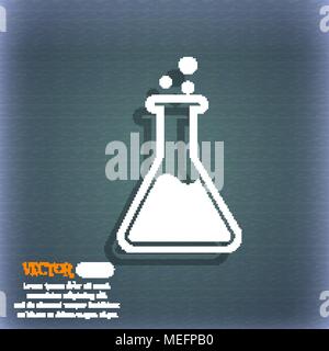 Flask  icon. On the blue-green abstract background with shadow and space for your text. Vector illustration Stock Vector