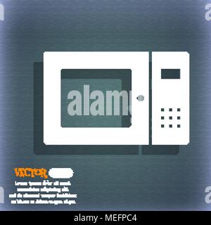 microwave icon. On the blue-green abstract background with shadow and space for your text. Vector illustration Stock Vector