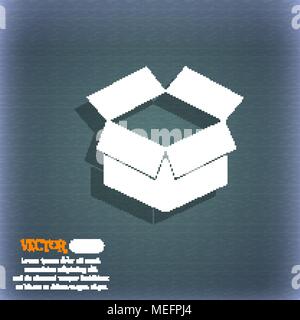 Open box icon. On the blue-green abstract background with shadow and space for your text. Vector illustration Stock Vector