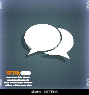 Speech bubbles icon. On the blue-green abstract background with shadow and space for your text. Vector illustration Stock Vector