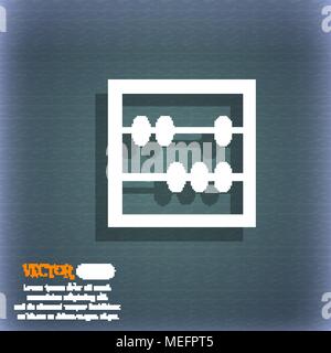 Abacus icon. On the blue-green abstract background with shadow and space for your text. Vector illustration Stock Vector