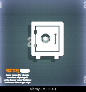 safe icon. On the blue-green abstract background with shadow and space for your text. Vector illustration Stock Vector