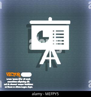 presentation board icon. On the blue-green abstract background with shadow and space for your text. Vector illustration Stock Vector