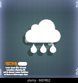 cloud rain icon. On the blue-green abstract background with shadow and space for your text. Vector illustration Stock Vector