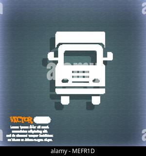 Transport truck icon. On the blue-green abstract background with shadow and space for your text. Vector illustration Stock Vector