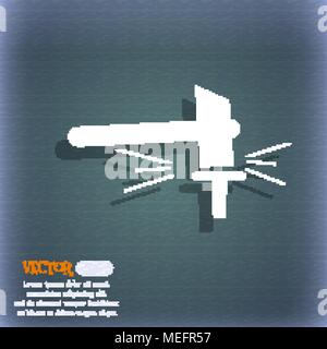 The smithy. Forge and stithy, blacksmith icon. On the blue-green abstract background with shadow and space for your text. Vector illustration Stock Vector