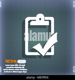 Document grammar control, Test, work complete icon. On the blue-green abstract background with shadow and space for your text. Vector illustration Stock Vector