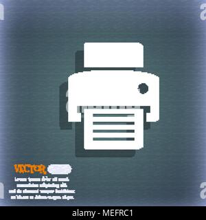 fax, printer icon. On the blue-green abstract background with shadow and space for your text. Vector illustration Stock Vector