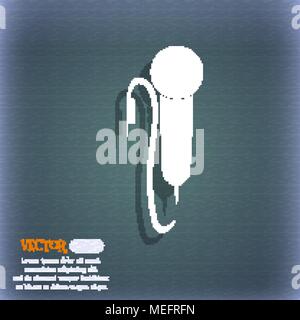 microphone icon. On the blue-green abstract background with shadow and space for your text. Vector illustration Stock Vector