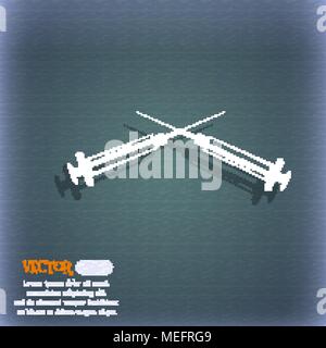 Syringes icon. On the blue-green abstract background with shadow and space for your text. Vector illustration Stock Vector