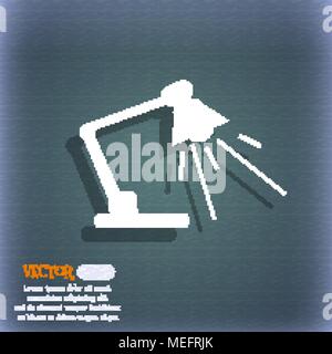 Reading-lamp icon. On the blue-green abstract background with shadow and space for your text. Vector illustration Stock Vector