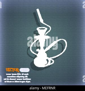 Hookah icon. On the blue-green abstract background with shadow and space for your text. Vector illustration Stock Vector