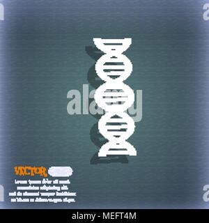 DNA icon. On the blue-green abstract background with shadow and space for your text. Vector illustration Stock Vector