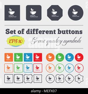 healthy food concept icon sign. Big set of colorful, diverse, high-quality buttons. Vector illustration Stock Vector