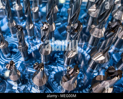 Milling cutters are cutting tools typically used in milling machines or machining centres to perform milling operations Stock Photo
