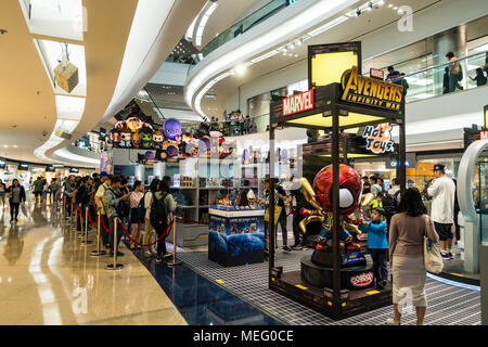 Marvel pop up store at shopping mall centre in Hong Kong Stock