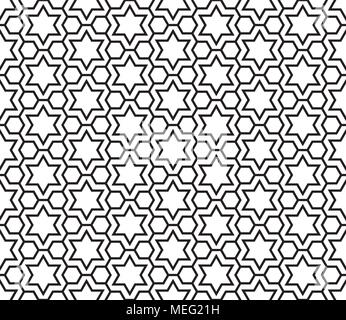 Seamless simple geometric pattern with six-pointed stars and hexagons. Stock Vector