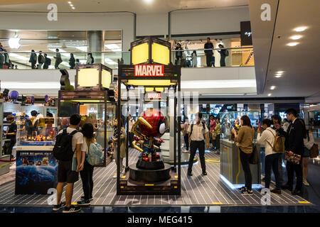 Marvel pop up store at shopping mall centre in Hong Kong Stock