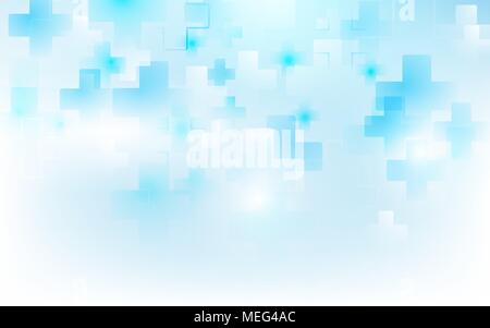 Abstract medical cross shape medicine and science concept  on soft blue background Stock Vector