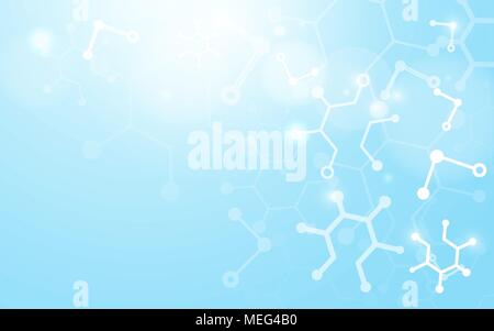 Abstract Science Molecule DNA Model Structure with science concept on soft blue background Stock Vector