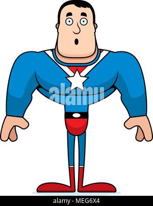 A cartoon superhero looking surprised. Stock Vector