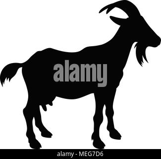 Goat silhouette isolated on white. Vector illustration Stock Vector