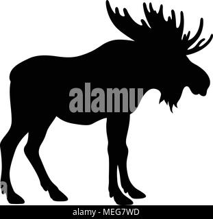 Moose silhouette isolated on white Stock Vector