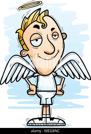 A cartoon illustration of an angel looking confident. Stock Vector