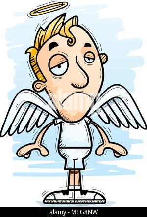 A cartoon illustration of an angel looking sad. Stock Vector