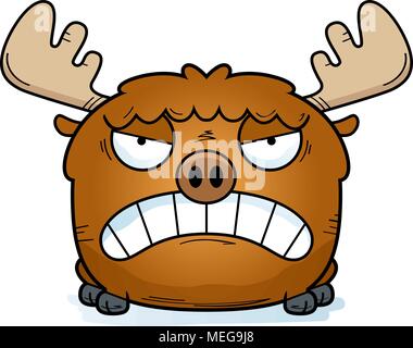 A cartoon illustration of a moose with an angry expression. Stock Vector