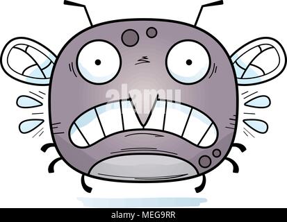 A cartoon illustration of a mosquito looking scared. Stock Vector