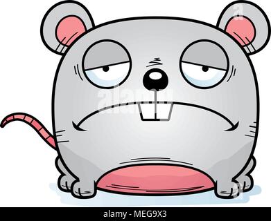 A cartoon illustration of a mouse looking depressed. Stock Vector