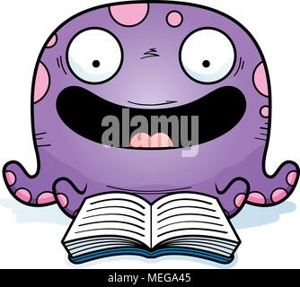 A cartoon illustration of an octopus reading a book Stock Vector Image ...