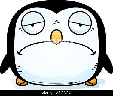 A cartoon illustration of a penguin looking sad. Stock Vector