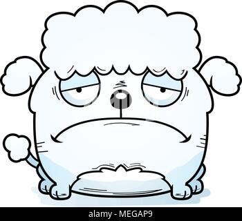 A cartoon illustration of a little poodle looking sad. Stock Vector
