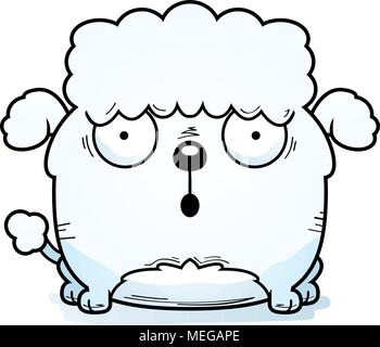 A cartoon illustration of a little poodle looking surprised. Stock Vector