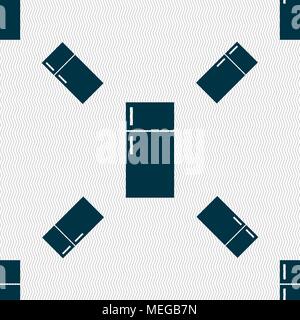 Refrigerator icon sign. Seamless pattern with geometric texture. Vector illustration Stock Vector