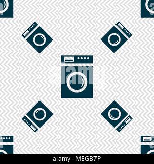 washing machine icon sign. Seamless pattern with geometric texture. Vector illustration Stock Vector