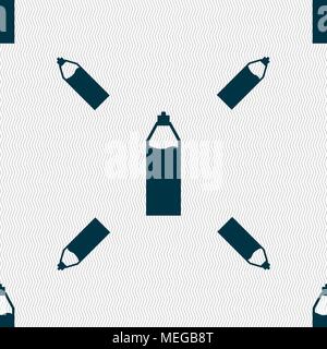 Plastic bottle with drink icon sign. Seamless pattern with geometric texture. Vector illustration Stock Vector