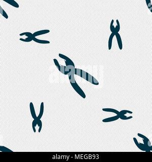 pliers icon sign. Seamless pattern with geometric texture. Vector illustration Stock Vector