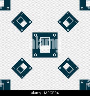 Power switch icon sign. Seamless pattern with geometric texture. Vector illustration Stock Vector
